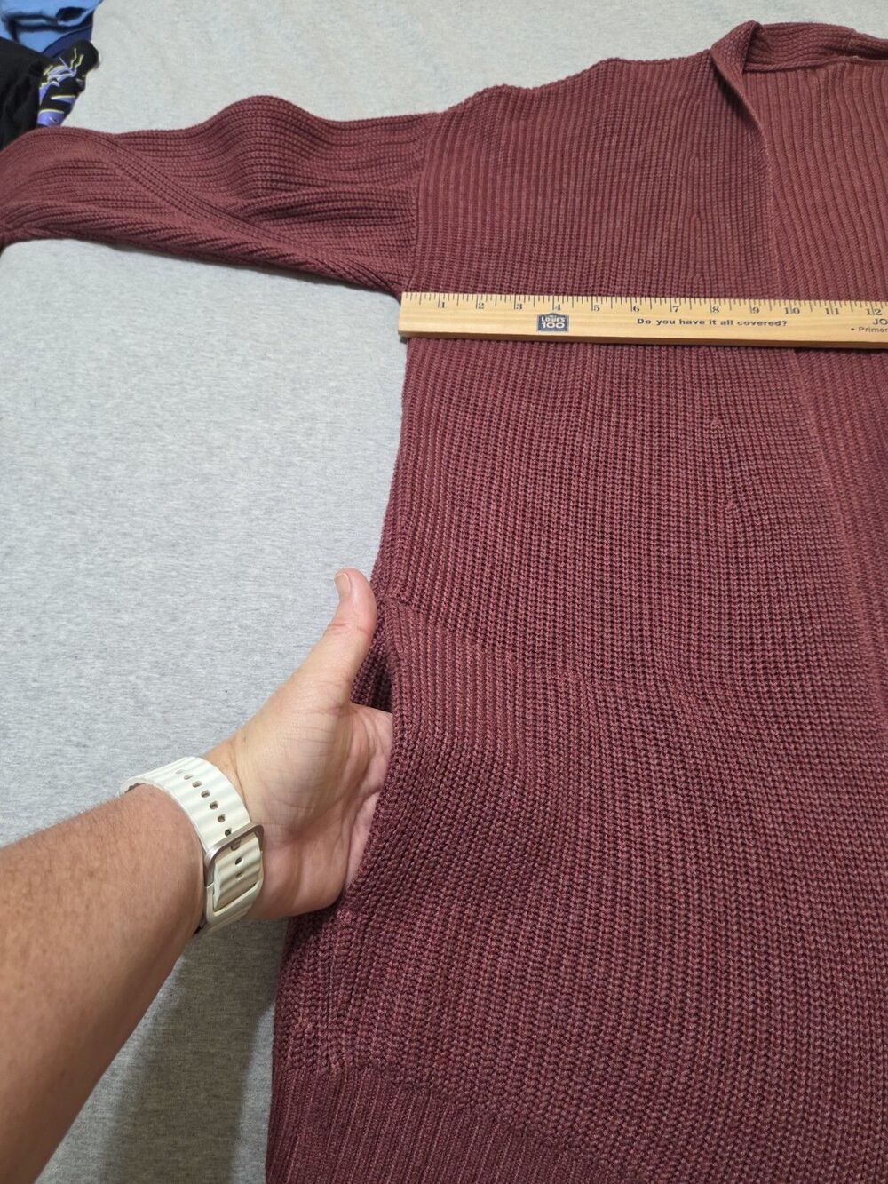 Lululemon Cashlu Sweater Wrap Knit Pockets Heathered Mulled Wine Women's L/XL U2 - Picture 8 of 10